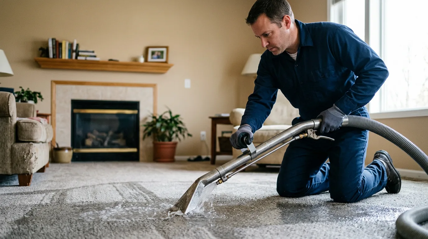 Water damage restoration technician working near Rochelle, VA